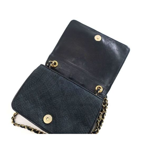 Chanel Piping Chain Shoulder Leather Navy Shoulder Bag - Picture 4 of 6